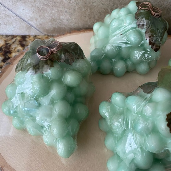 Vintage Paul Hoge Green Grape Candles with Leaves and Vine New in Original Pkg - Picture 11 of 12